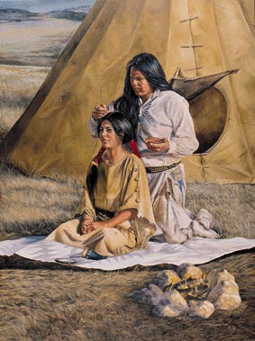 Oil Painting of Native Americans, Love, Honor, Respect