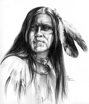 Moses Bringsplenty, Black pencil drawing