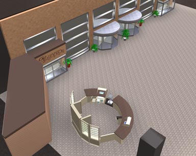 Maya rendering in 3D of Kiosk Proposal for Rosen Centre Hotel