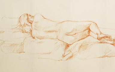 Sketch from Life in Conte Crayon on paper 